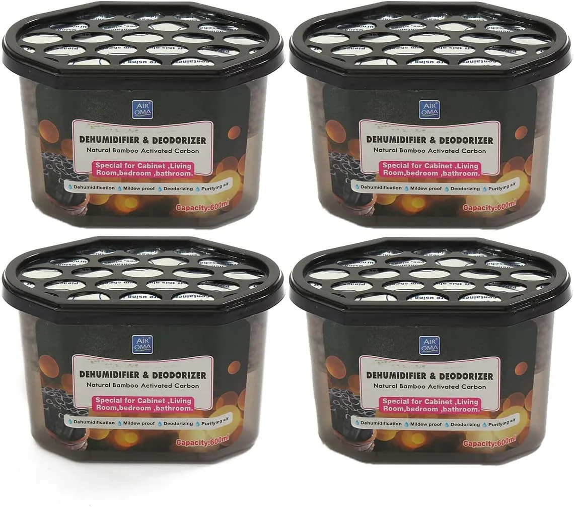 Moisture Absorbers 600ml (4 Pack), Dehumidifiers to Control Excess Moisture for Basements, Closets, Bathrooms, Laundry Rooms, Kitchen & Study, Boats, RVs Moisture Absorbers Odor Eliminator