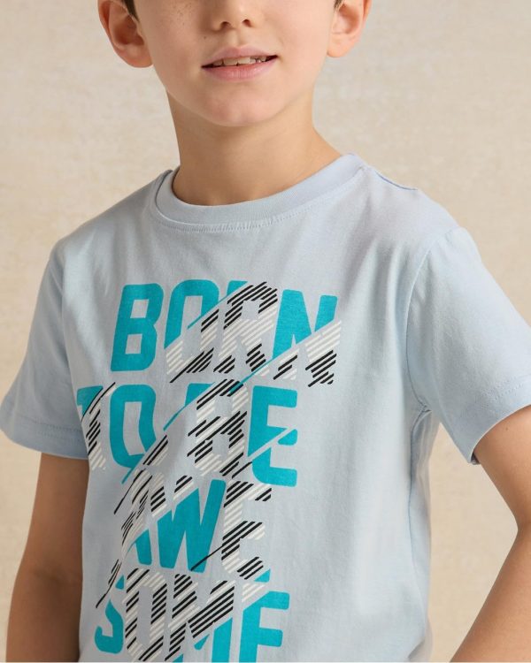 ⁦REDTAG Boys Blue Printed T-shirt⁩ - الصورة ⁦5⁩