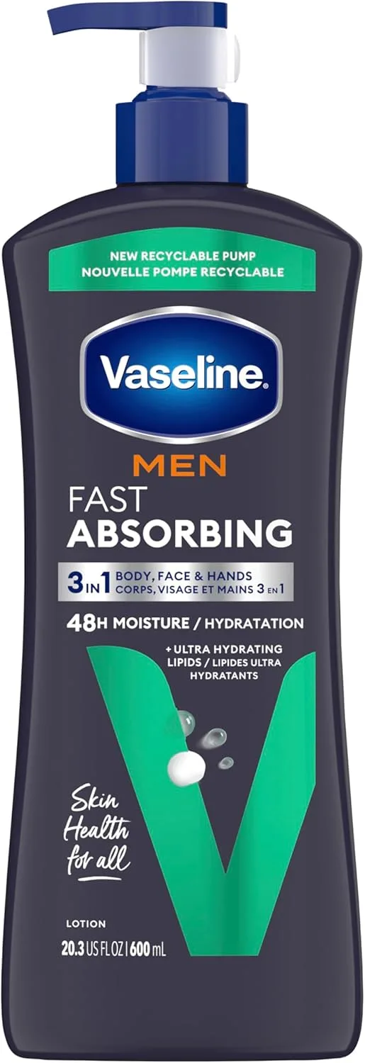 Unilever Vaseline, Men, Fast Absorbing Body & Face Lotion, 20.3 fl oz (600 ml)