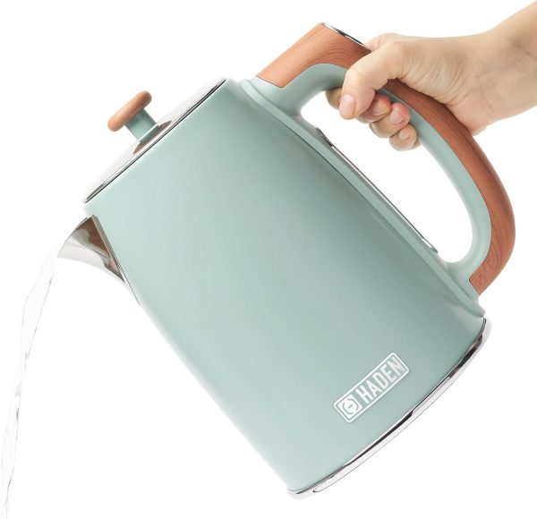 ⁦Haden Dorchester Temperature Control Kettle - 3000w Rapid Boil, Wood Effect Finish, 1.7litre - Green Stainless Steel Kettle - Overheat Protection - Digital Display⁩ - الصورة ⁦6⁩