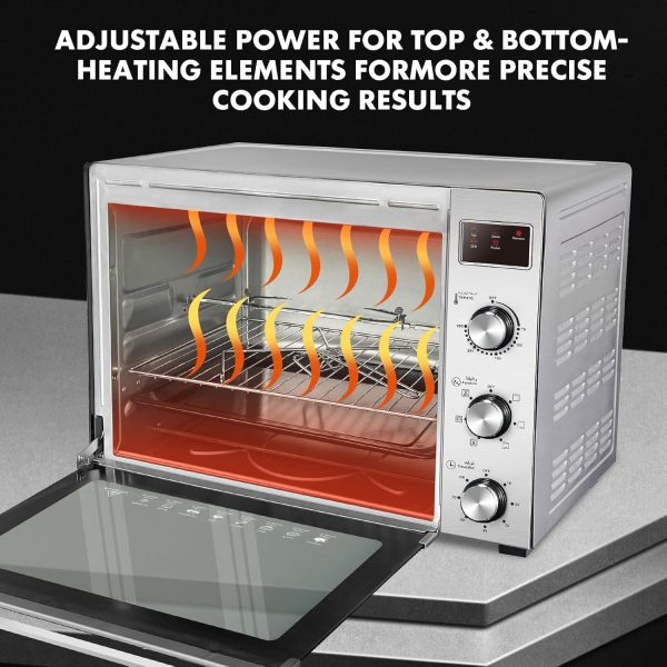 ⁦Electric oven with rotisserie, 2600W, 60 Liter oversized Capacity Toaster Oven with Crumb Tray, New Ultra-Fast Convection System, Temperature 70-250℃ adjustable⁩ - الصورة ⁦6⁩