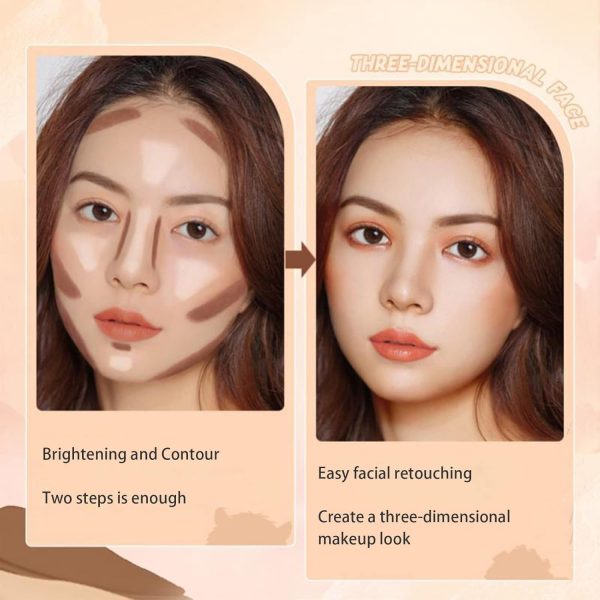 ⁦Excefore 4 Colours Contour Palette with Brush, Pressed Fine Powder Contouring Palette, Blendable, Buildable Makeup, Long Lasting Lightweight Makeup Kit (Light Shadow)⁩ - الصورة ⁦5⁩