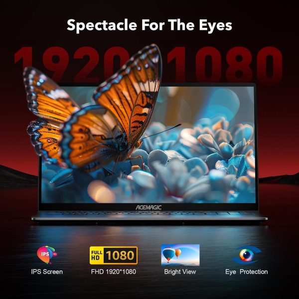 ⁦ACEMAGIC Laptop with Metal Case and Backlit Gaming Laptop AMD Ryzen 7 5700U (8C/16T, up to 4.3 GHz) for Gamer Notebook, 16.1 Inch FHD, 16GB DDR4.512GB M.2 SSD, WiFi 6, BT5. 2, HDMI (Grey)⁩ - الصورة ⁦8⁩