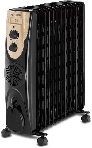Black & Decker 2500W 13 Fin Oil Radiator Heater With Fan Forced Black OR013FD-B5 2 Years Warranty