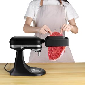 HOMGEN Professional Meat Tenderizer for KitchenAid Stand Mixer Stainless Steel Gears Meat Tenderizer Attachment for All Models KitchenAid with Sturdy Cover for Beef Pork etc