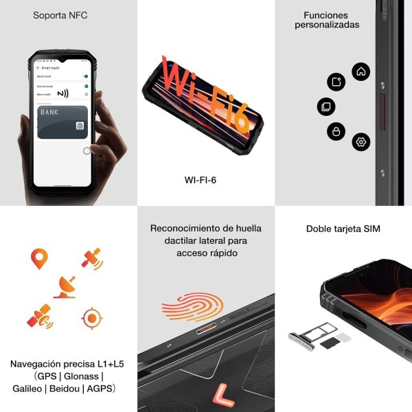 ⁦دوجي جوال في ماكس بلس 5G اندرويد 14 لجميع التضاريس 2024 36GB+512GB/TF 2TB 22000MAH/33 واط كاميرا رؤية ليلية 200MP + 20MP 6.55 انش FHD+120HZ NFC/GPS اسود حزام الذراع معدن بشريحتين⁩ - الصورة ⁦8⁩