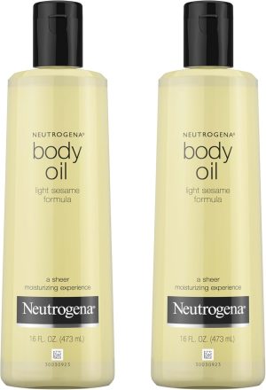 Neutrogena Lightweight Body Oil for Dry Skin, Sheer Moisturizer in Light Sesame Formula, 2 Bottles