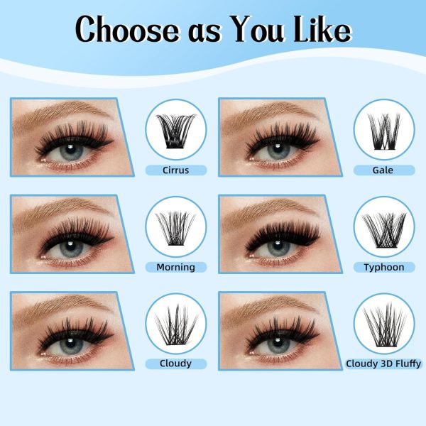 ⁦KevKev DIY Lash Extension Kit Lash Clusters Kit 84 Pcs Cluster Lashes with Lash Bond and Seal 5 ml Lash Glue Remover Overnighter Seal and Lash Applicator for DIY Eyelash Extension(Cloudy⁩ - الصورة ⁦7⁩
