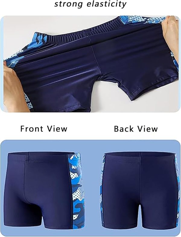⁦Toddler Swim Trunks Boys Rash Guard Swimsuit UPF 50+ Bathing Suit Kids Quick Dry Board Shorts Children Summer Beach Swimwear Set with Swim Hat 2 Piece Trendy Surf Pants for 2-12Years Boy⁩ - الصورة ⁦2⁩