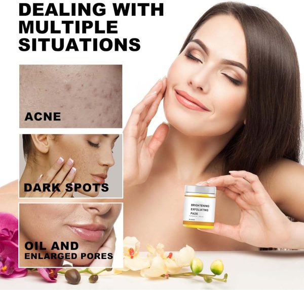 ⁦55PCS Turmeric Kojic Acid Cleansing Pads, Kojic Acid And Turmeric Pads for Unclog Pores, Dark Spots, Dull Skin, Helps Balance Skin Oil And Water - Turmeric Face Exfoliating Pads, Pores Deep Clean⁩ - الصورة ⁦2⁩