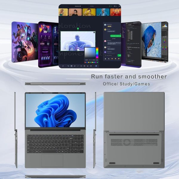 ⁦DUOQI Laptop 15.6 IPS 32GB RAM, 1024GB NVMe SSD, Intel Quad-Core14th Celeron CPU Laptop Computers with Windows11 Pro Support Face ID,2.4G/5G WiFi,BT5.1, USB3.2,HDMI,Type-C (32G+1T)⁩ - الصورة ⁦8⁩