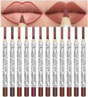KASTWAVE Lip Liner Pencil Set,12 Color Matt Smooth Waterproof lip pencil set lip pencil set, Natural Long Lasting Makeup Lip Liners
