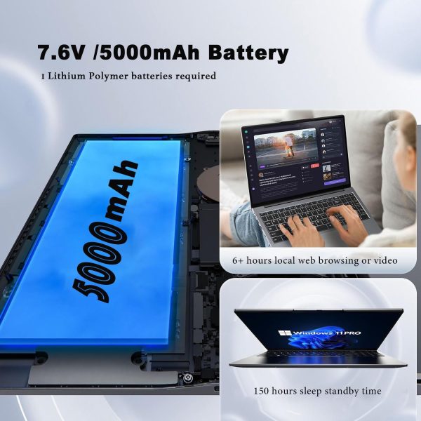 ⁦DUOQI Laptop 15.6 IPS 32GB RAM, 1024GB NVMe SSD, Intel Quad-Core14th Celeron CPU Laptop Computers with Windows11 Pro Support Face ID,2.4G/5G WiFi,BT5.1, USB3.2,HDMI,Type-C (32G+1T)⁩ - الصورة ⁦9⁩