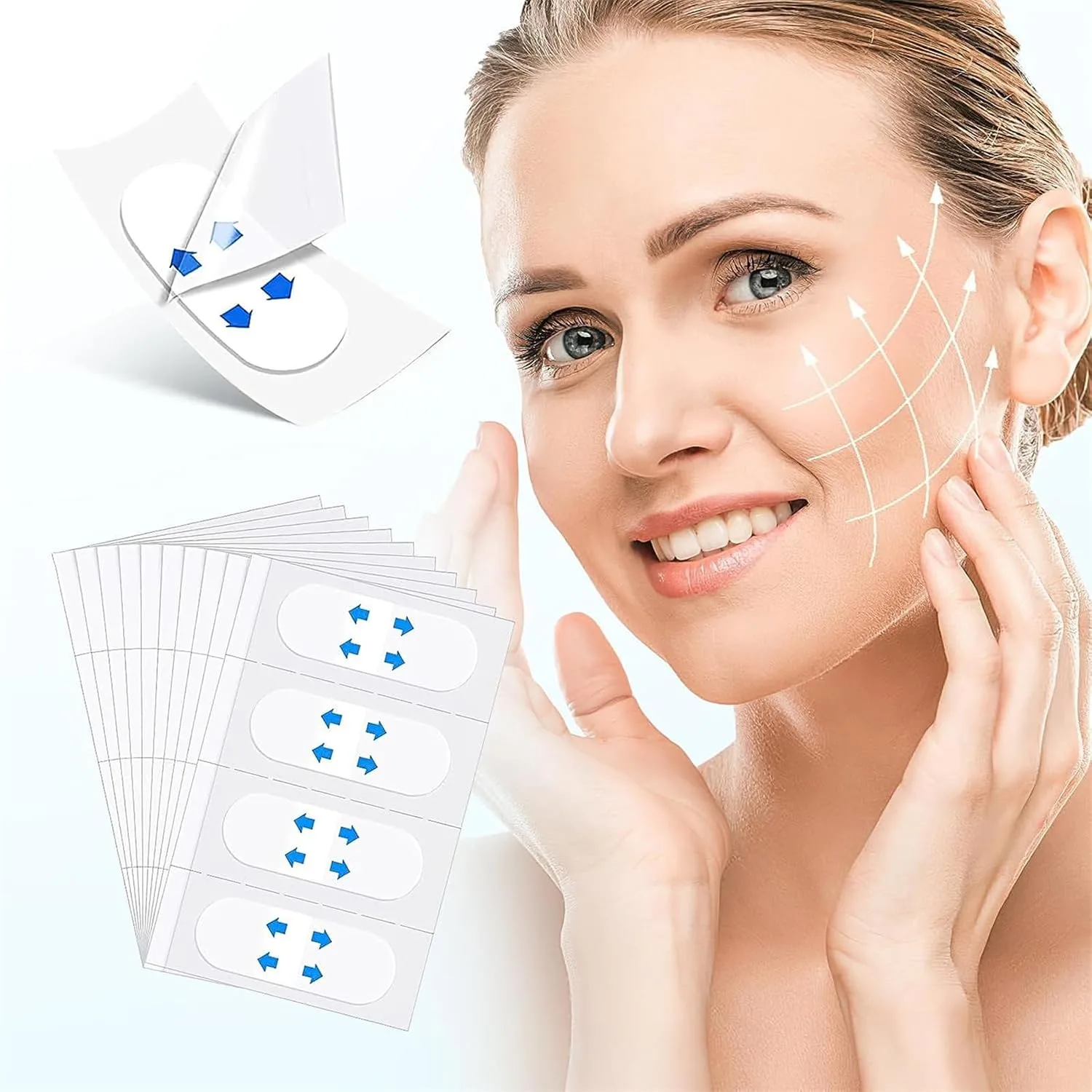 Bolivia's 40 PCS Face Lift Tape, Instant Face Lifting Tape with High Elasticity, Face Lifting Tape with Waterproof, Face Lift Tape Invisible for V-Shaped Face, Double Chin, Wrinkles Tighten Skin