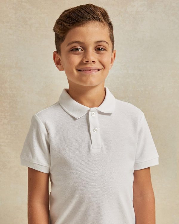 ⁦REDTAG Boys White Polo T-Shirt⁩ - الصورة ⁦4⁩