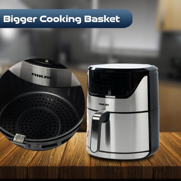 ⁦Nikai 6 Liter Digital Air Fryer, 1800 Watts, Auto Cut Off, Non-Stick Coating Pan, 60 min. timer, Detachable Frying Basket - NAF688DS⁩ - الصورة ⁦7⁩