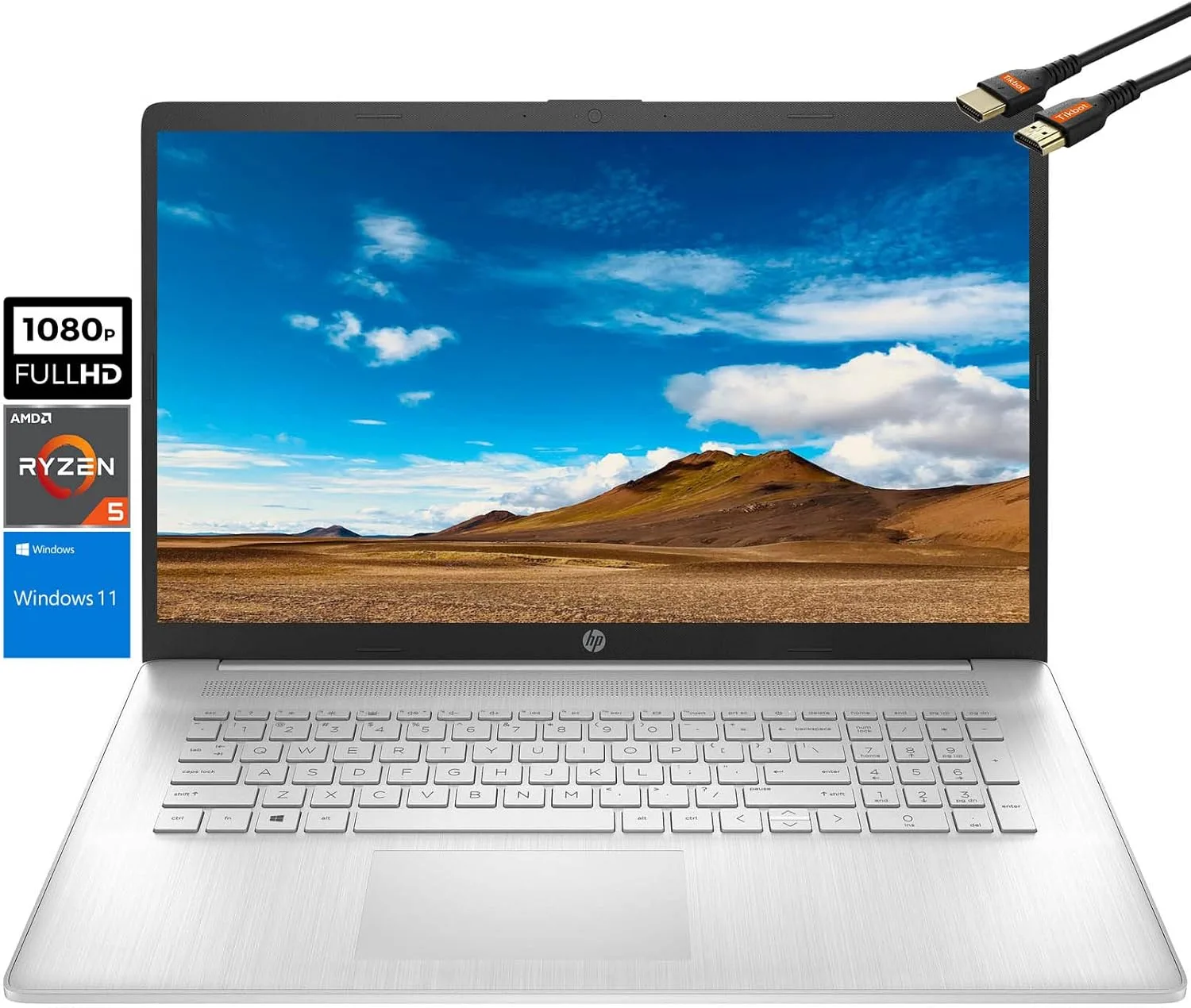 HP لابتوب 17 انش ويندوز 11| AMD رايزن 5 5500U بيت i7-1165G7| تيار متردد لاسلكي| USB C| عمر بطارية طويل| حافة عريضة ضيقة|كيبورد رقمي|كاميرا ويب|كيبل HDMI (32GB DDR4 RAM| 1TB PCIe SSD)