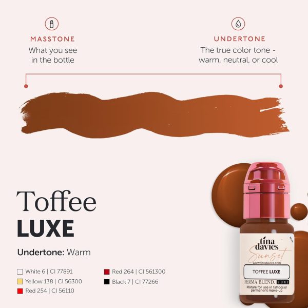 ⁦Tina Davies Toffee Brow Luxe Pigment, Permanent Eyebrow Makeup - Colours Heal True to Tone, 1/2 oz Bottle⁩ - الصورة ⁦4⁩