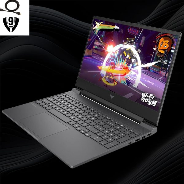 ⁦HP لابتوب العاب فيكتس 15.6 انش FHD 15.6 انش، معالج AMD رايزن 5 7535HS، راديون RX 6550M (يتفوق على نفيديا جيفورس RTX 3050)، 8GB RAM 512GB SSD، كيبورد باضاءة خلفية، ويندوز 11 برو، فضي ميكا⁩ - الصورة ⁦2⁩