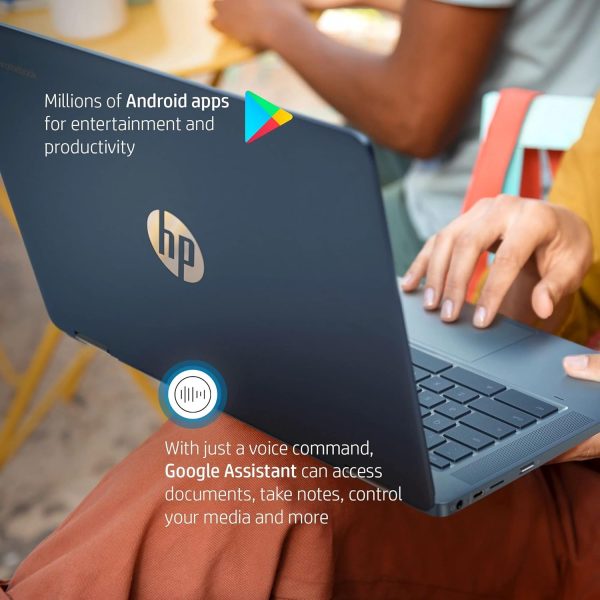 ⁦HP لابتوب كروم بوك X360 2 في 1 بشاشة لمس HD مقاس 14 انش ومعالج انتل سيليرون N4120 وذاكرة RAM 4GB وبطاقة الذاكرة اي ام ام سي 64GB ونظام تشغيل كروم - اخضر مزرق (14a-ca0790wm)⁩ - الصورة ⁦6⁩