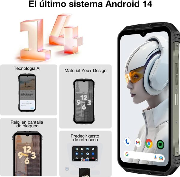 ⁦دوجي جوال في ماكس بلس 5G اندرويد 14 لجميع التضاريس 2024 36GB+512GB/TF 2TB 22000MAH/33 واط كاميرا رؤية ليلية 200MP + 20MP 6.55 انش FHD+120HZ NFC/GPS اسود حزام الذراع معدن بشريحتين⁩ - الصورة ⁦2⁩