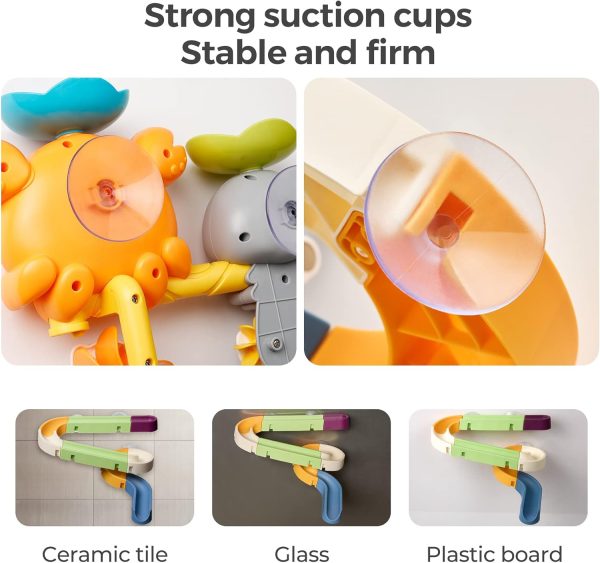 ⁦OR OR TU Baby Bath Toys for 1 2 3 4+ Year Olds, Toddler Kids Bath Toy with Suction Cups Slide Track Bathtub Toy, Watermill Rotating Water Toys Baby Bath Shower Swimming Toys⁩ - الصورة ⁦5⁩