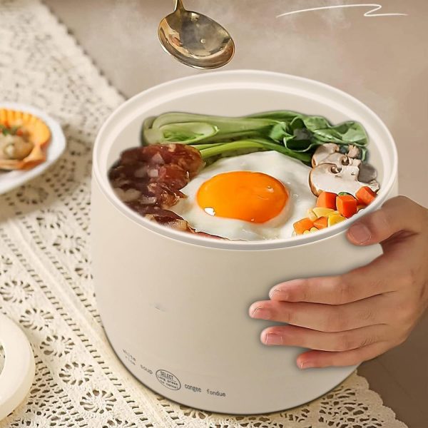 ⁦جهاز طهي الأرز صغير محمول، كوب واحد، وعاء تسخين كهربائي غير لاصق، 1.5 لتر، حماية من الحرارة الزائدة والغليان الجاف، مثالي للسفر والمكتب والسكن الجامعي من تيريفي⁩ - الصورة ⁦3⁩