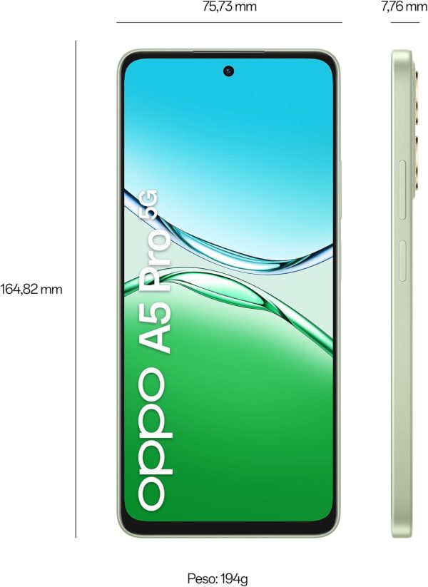 ⁦Oppo A5 Pro DUAL-SIM 256GB ROM + 8GB RAM (GSM Only|No CDMA) Factory Unlocked 5G Smartphone (Olive Green) - International Version⁩ - الصورة ⁦7⁩