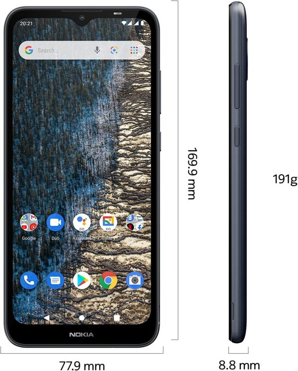 ⁦جوال نوكيا C20 اندرويد مع 4G ثنائي شرائح الاتصال وذاكرة RAM 2GB روم 32GB وشاشة HD 6.5 انش وكاميرا امامية وخلفية 5MP فلاش LED بطارية تدوم طويلا 3000 مللي امبير في الساعة 11 أزرق⁩ - الصورة ⁦7⁩