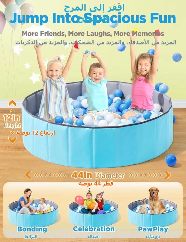 ⁦حفرة الكرة للأطفال الرضع من كيميانجل، ساحة لعب للأطفال الرضع في الفناء بسياج، محمولة وقابلة للطي، لا حاجة للنفخ، تتسع لأكثر من 600 كرة بمساحة لعب تزيد عن 1 متر مربع، أزرق⁩ - الصورة ⁦6⁩