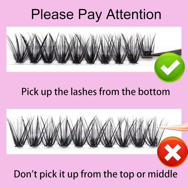 ⁦LAUBESS Cluster Lashes 240pcs 40D DIY Eyelash Extension D Curl Long Individual Lashes Mixed Tray Faux Mink Lash Clusters Extensions 0.07 0.10 Black (40D-0.07D-9-16mm)⁩ - الصورة ⁦2⁩