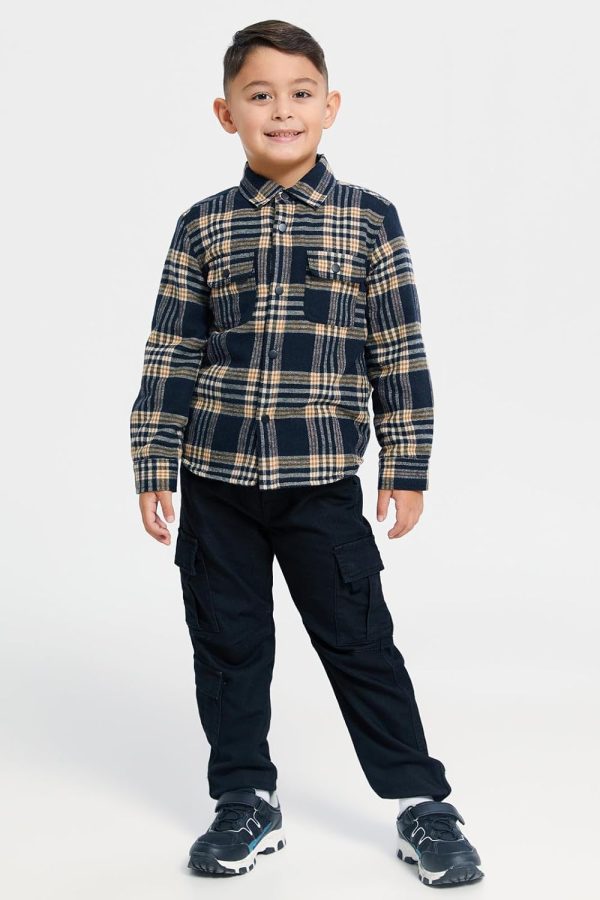 ⁦REDTAG Boys Assorted Check Sherpa Lining Long Sleeve Shirt⁩ - الصورة ⁦3⁩