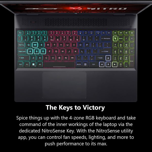 ⁦Acer Nitro 16 Gaming Laptop | AMD Ryzen 5 7640HS Hexa-Core CPU | NVIDIA GeForce RTX 4050 Laptop GPU | 16-Inch WUXGA 165Hz IPS Display | 8GB DDR5 | 512GB Gen 4 SSD | WiFi 6E | RGB⁩ - الصورة ⁦7⁩