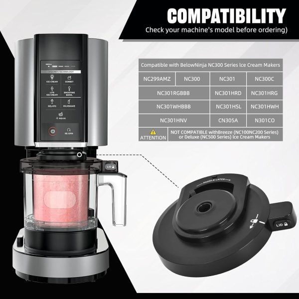 ⁦Ice Cream Maker Outer Bowl Lid for Ninja NC301, NC299AMZ, NC300, NC201, NC101 Series (No Paddle) – Replacement Ice Cream Maker Accessory, Compatible with Ninja NC Series for Home Use (Black)⁩ - الصورة ⁦2⁩