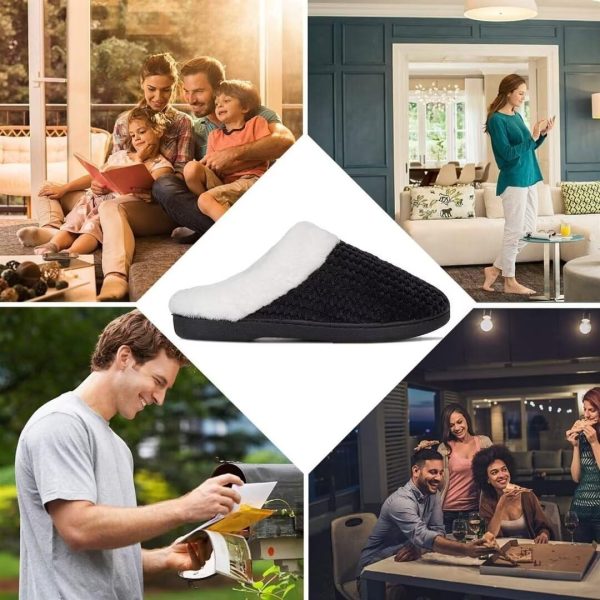 ⁦Warm Comfortable Knitted Plush Fabric Memory Foam Slippers for Women - Home Bedroom Anti-Slip House Shoes⁩ - الصورة ⁦5⁩