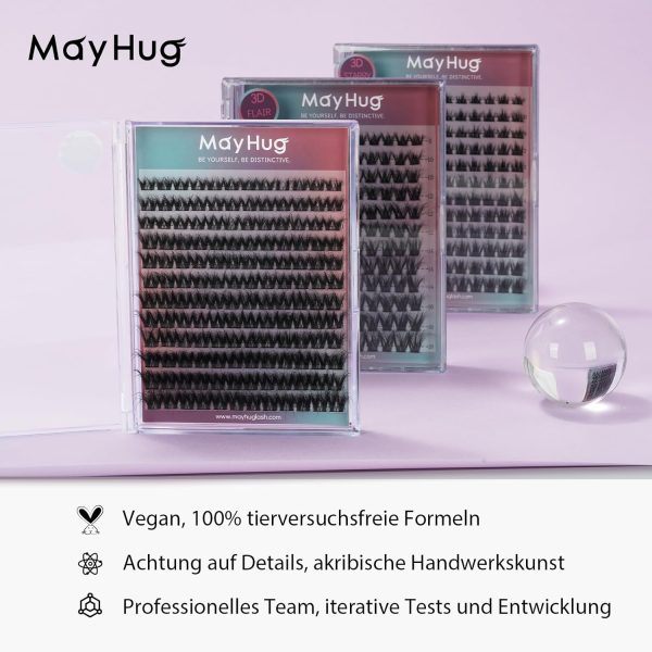 ⁦Mayhug 3D Cluster Lashes Fluffy Lashes 8-18MM Individual Eyelashes 144 Pcs DIY Eyelash Extensions at Home (Prism)⁩ - الصورة ⁦7⁩