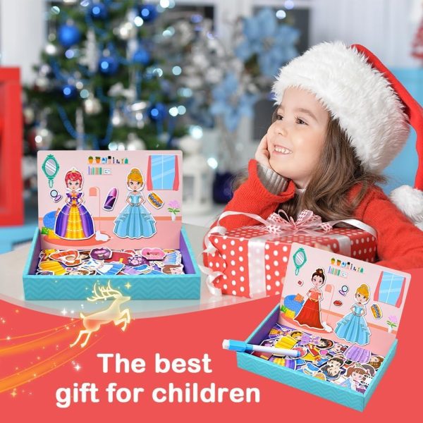 ⁦Azonee Princess Magnetic Dress-Up Play Set - Educational Puzzle Toy for Kids - Fine Motor Skills, Creativity, Imagination Learning Game for Ages 8+, Durable Dolls & Assorted Costumes⁩ - الصورة ⁦5⁩