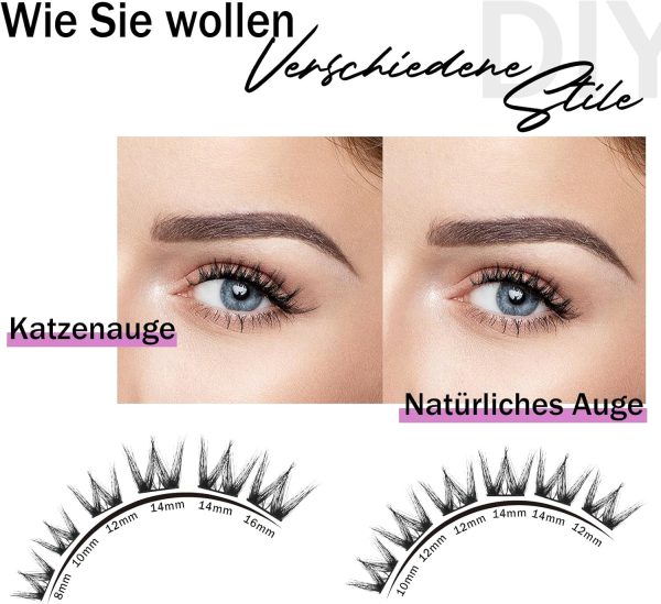 ⁦Mayhug 3D Cluster Lashes Fluffy Lashes 8-18MM Individual Eyelashes 144 Pcs DIY Eyelash Extensions at Home (Prism)⁩ - الصورة ⁦5⁩