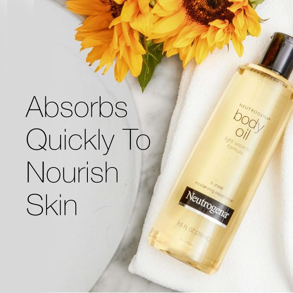 ⁦Neutrogena Lightweight Body Oil for Dry Skin, Sheer Moisturizer in Light Sesame Formula, 2 Bottles⁩ - الصورة ⁦7⁩