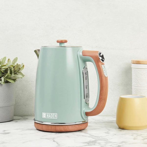 ⁦Haden Dorchester Temperature Control Kettle - 3000w Rapid Boil, Wood Effect Finish, 1.7litre - Green Stainless Steel Kettle - Overheat Protection - Digital Display⁩ - الصورة ⁦8⁩