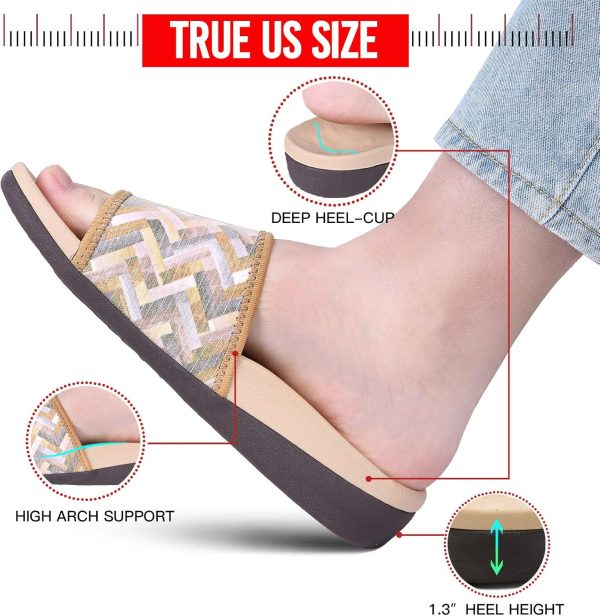 ⁦MEGNYA Orthopedic Slides Sandals for Women, Comfortable Plantar Fasciitis Sandals for Flat Feet, High Arch Support Walking Sandals with Adjustable Straps⁩ - الصورة ⁦3⁩