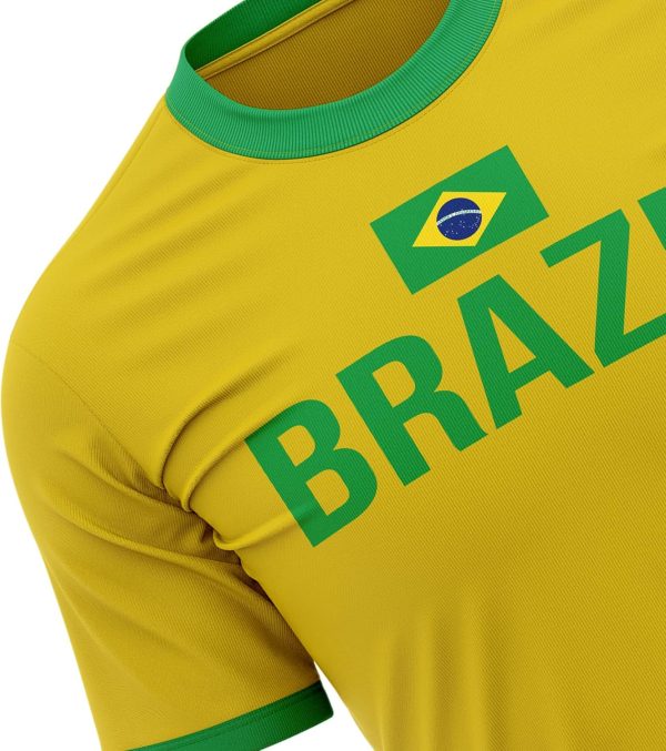 ⁦Brasil Flag Mens T Shirt, Brazil Football Supporters, Brazilian Fans Gift idea for Him, Brazil Country Flag Top, Yellow and Green Football Tee⁩ - الصورة ⁦5⁩