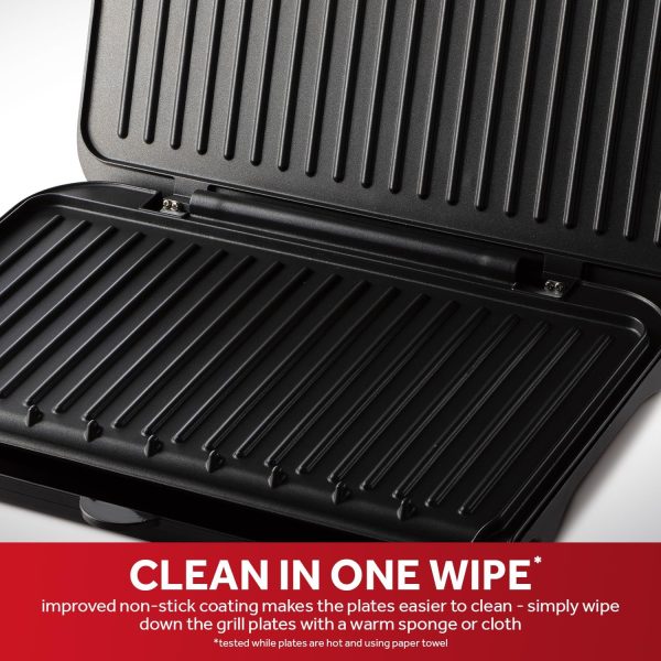⁦George Foreman Large Electric Fit Grill [Non stick, Healthy, Griddle, Toastie, Hot plate, Panini, BBQ, Energy saving, Vertical storage, Easy clean, Drip tray, Ready to cook light] Black, 2400W 25820⁩ - الصورة ⁦3⁩