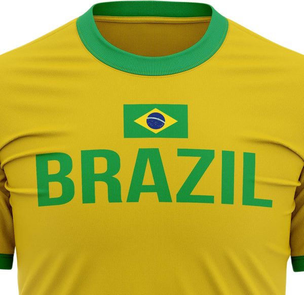 ⁦Brasil Flag Mens T Shirt, Brazil Football Supporters, Brazilian Fans Gift idea for Him, Brazil Country Flag Top, Yellow and Green Football Tee⁩ - الصورة ⁦4⁩