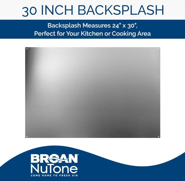 ⁦Broan-NuTone SP3004 Reversible Stainless Steel Backsplash Range Hood Wall Shield for Kitchen, 24 by 30-Inch⁩ - الصورة ⁦2⁩