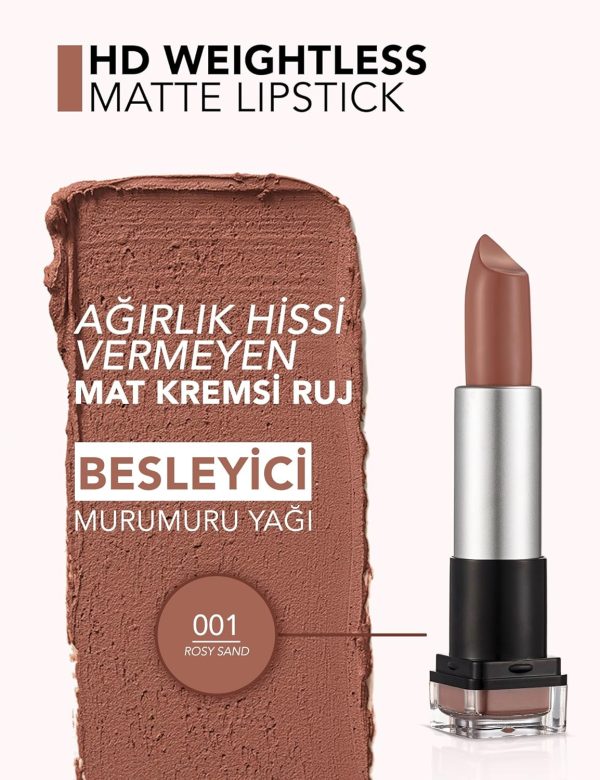 ⁦Flormar HD Weightless Matte Lipstick 01 Rosy Sand⁩ - الصورة ⁦4⁩