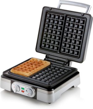 Domo DO9149W Waffle Maker, Steel, 1400 W