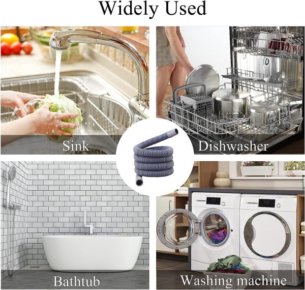 ⁦Universal Drain Hose Extension Pipe Kit, Washing Machine Pipe Replacement Drain Hose Extension for Tumble Dryer Machine Dishwasher & Other Applications 2m⁩ - الصورة ⁦3⁩