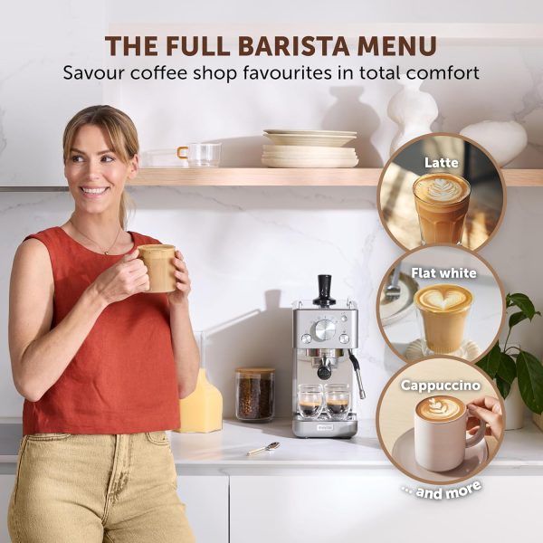 ⁦Breville Barista Slimline Espresso Machine, Integrated Milk Frother, Compact Coffee Maker for Cappuccinos, Lattes and More, 15 Bar Italian Pump, Silver, VCF185⁩ - الصورة ⁦5⁩