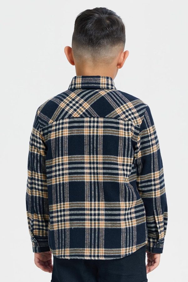 ⁦REDTAG Boys Assorted Check Sherpa Lining Long Sleeve Shirt⁩ - الصورة ⁦4⁩